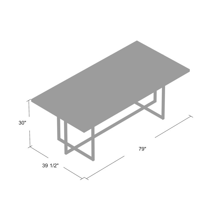 Dark Brown Rectangular Wood Dining Table with Gold Metal Frame