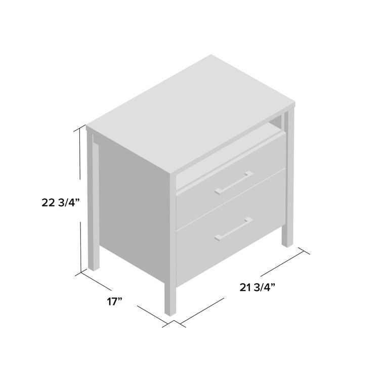 Modern Gray Maple 2-Drawer Laminate Chest with Metal Handles