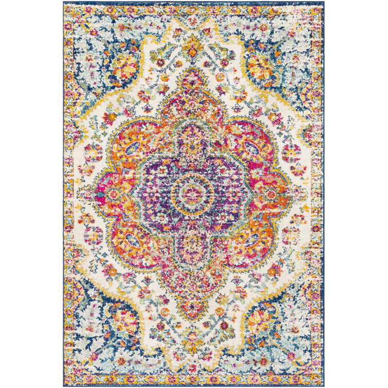 Adeliza Blue Synthetic 3'11" x 5'7" Stain-Resistant Rug