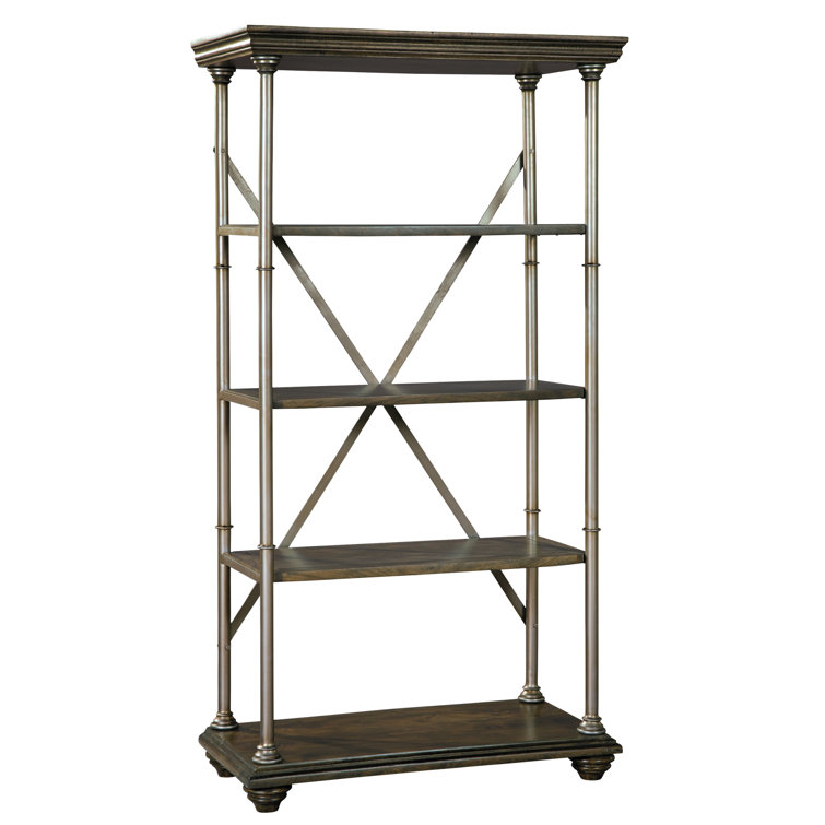 Cambridge Transitional Black and Brown Etagere Bookcase
