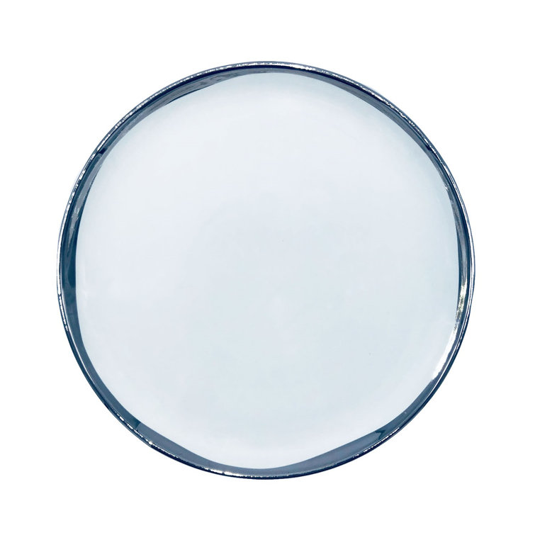 Dauville White Porcelain Dinnerware Set with Silver Rim, Service for 1