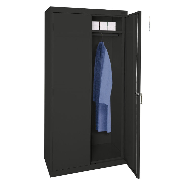 Classic Black Steel Wardrobe Cabinet with Adjustable Shelf