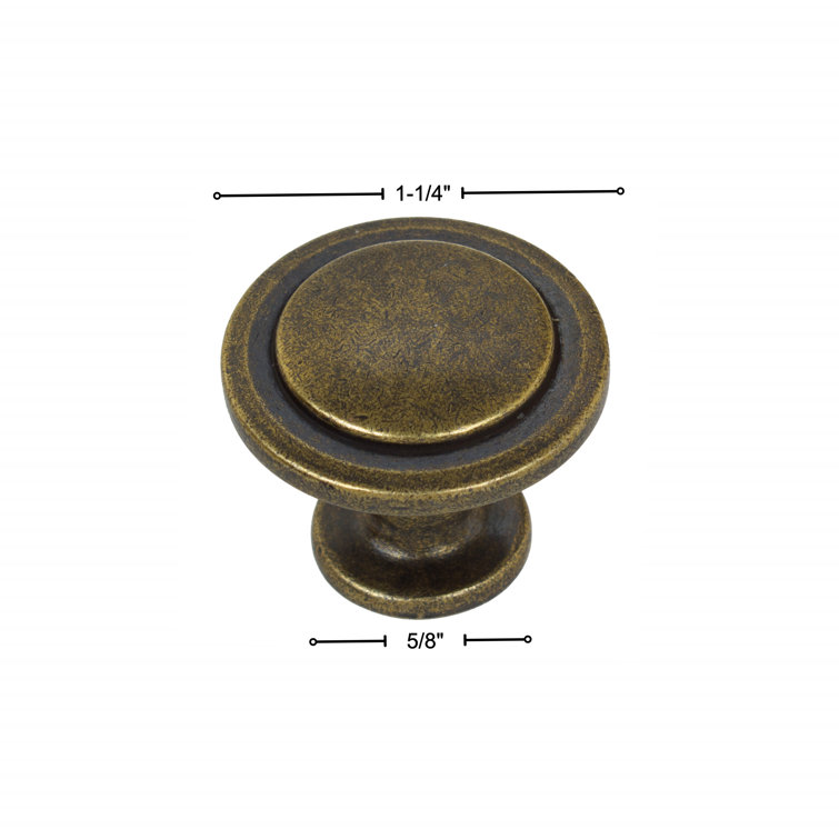 Antique Brass Round Cabinet Knob with Mounting Hardware