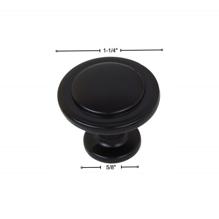 Matte Black Round Zinc Alloy Cabinet Knob with Mounting Hardware