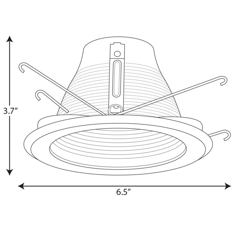 White Aluminum 5" Shallow Baffle Recessed Trim