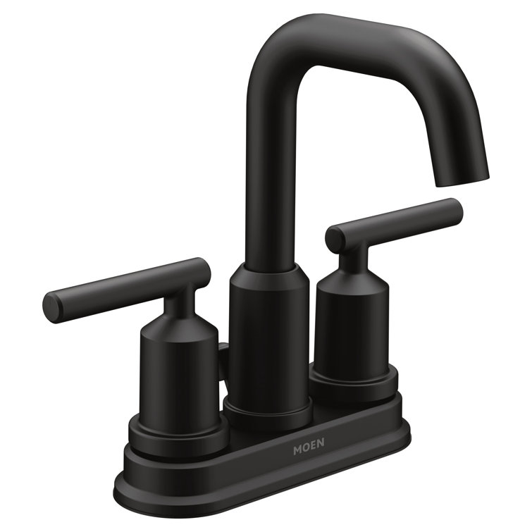 Matte Black Metal Modern Centerset Bathroom Faucet with Drain Assembly