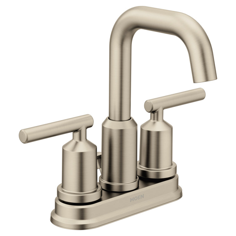 Brushed Nickel Modern Centerset Bathroom Faucet with Drain Assembly