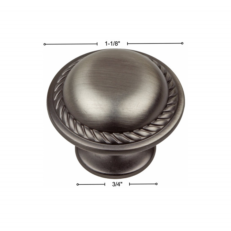 Satin Pewter Round Rope Cabinet Knobs with Mounting Hardware, 10 Pack