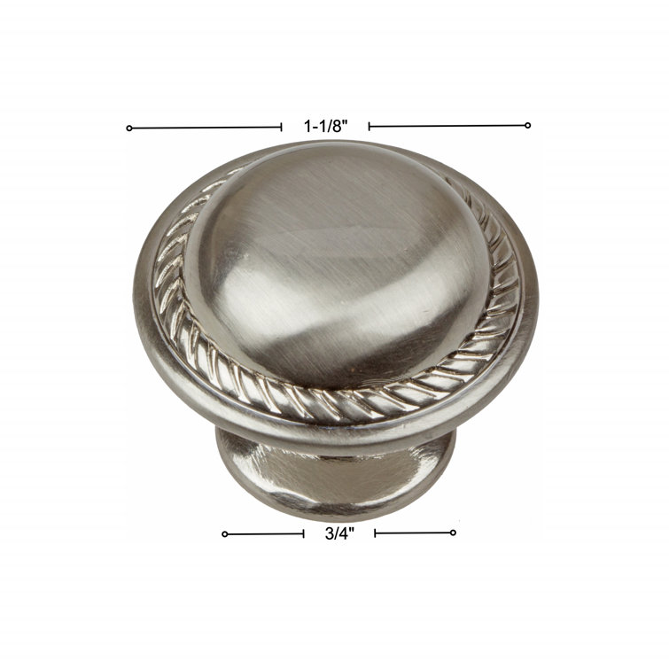 Satin Nickel Round Rope Cabinet Knob with Mounting Hardware
