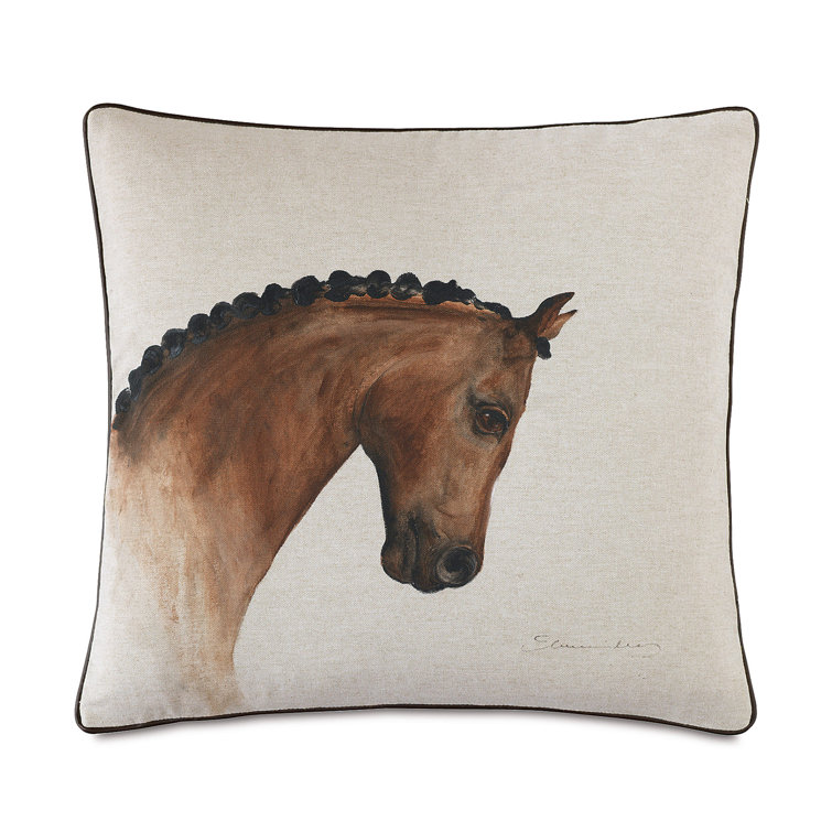 Handpainted Equestrian Horse Square Cotton-Blend Pillow