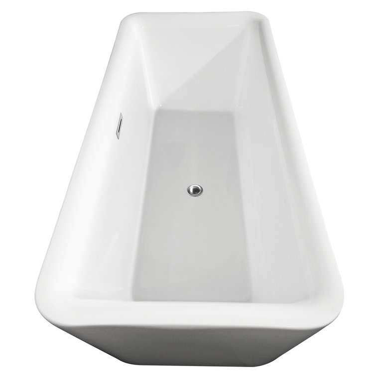 Emily 69'' White Freestanding Acrylic Bathtub with Chrome Trim