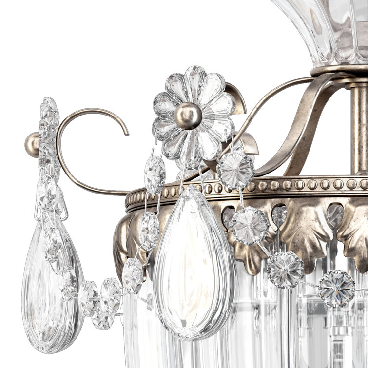 Antique Silver Crystal 3-Light Pendant with Heritage Clear Crystals