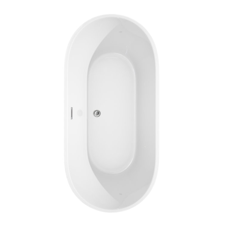 Carissa 67'' White Acrylic Freestanding Soaking Bathtub with Polished Chrome Faucet