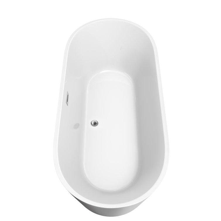 Carissa 71'' White Acrylic Freestanding Soaking Bathtub with Chrome Faucet