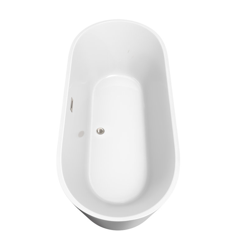 Carissa 71'' White Freestanding Acrylic Bathtub with Brushed Nickel Trim