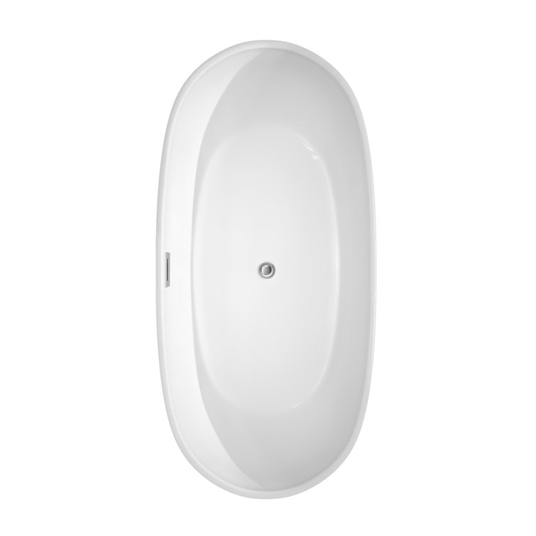 Rebecca 65'' White Acrylic Freestanding Bathtub with Chrome Trim