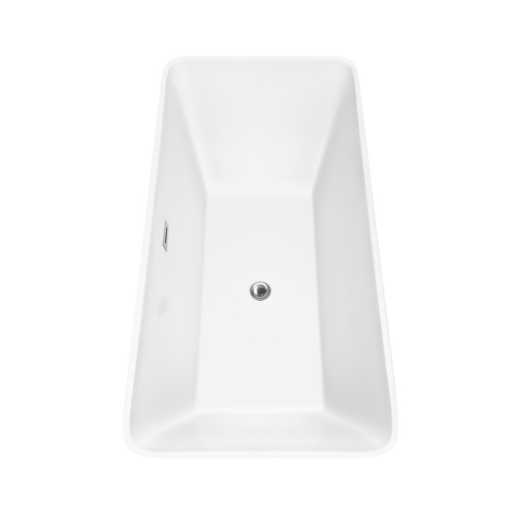 Tiffany 67'' White Acrylic Freestanding Soaking Bathtub with Chrome Faucet