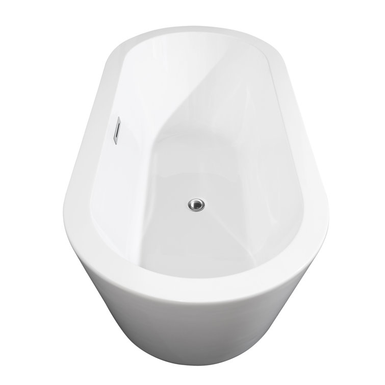 Mermaid 67'' White Acrylic Freestanding Soaking Bathtub with Chrome Faucet