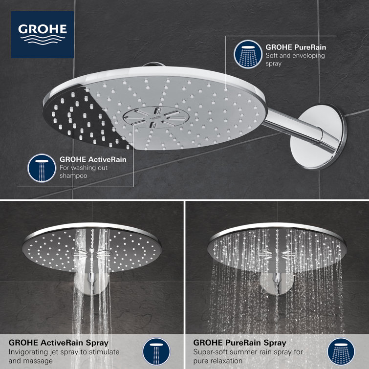 Brushed Nickel 12" Multi Function Rain Shower Head Set