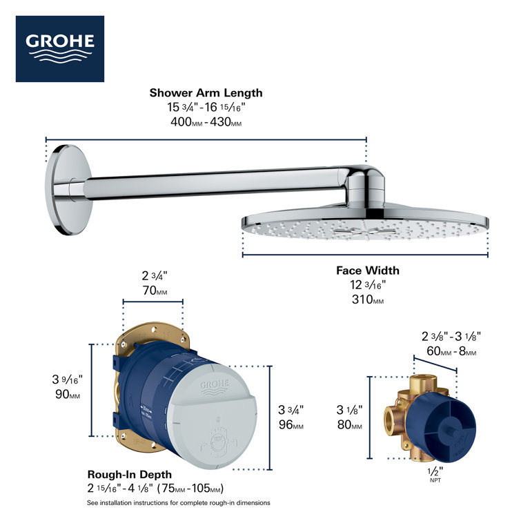 Brushed Nickel 12" Multi Function Rain Shower Head Set