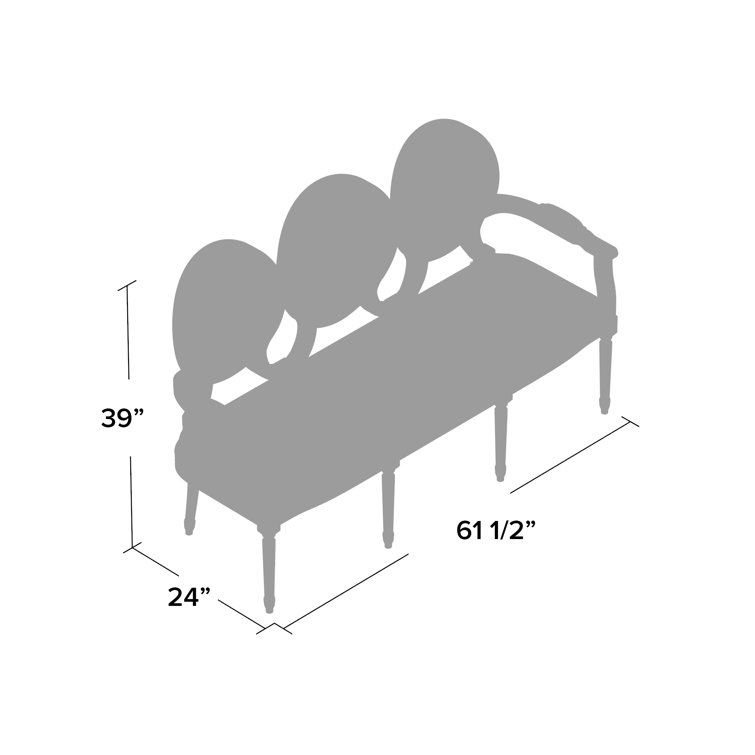 Natural Linen Upholstered Settee with Wood Frame
