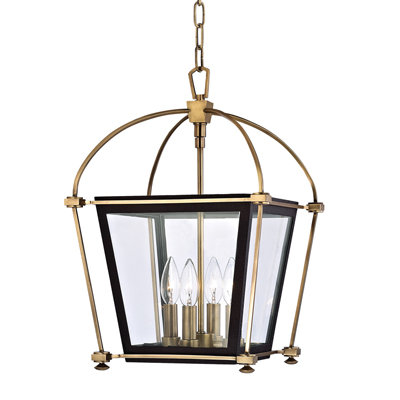 Elegant 4-Light Polished Nickel Drum Pendant with Clear Glass Shade