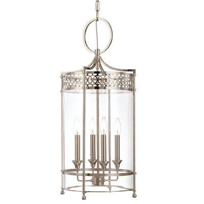 Amelia Antique Nickel 4-Light Glass Lantern Pendant