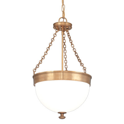 Barrington Aged Brass 3-Light Pendant with Opal Glass Bowl