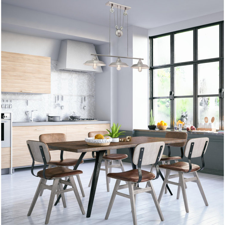 Brushed Nickel 3-Light Industrial Island Pendant