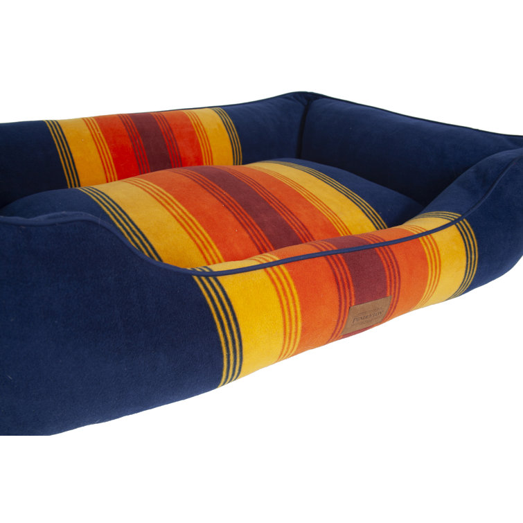 Medium Orthopedic Blue and Orange Striped Dog Bed