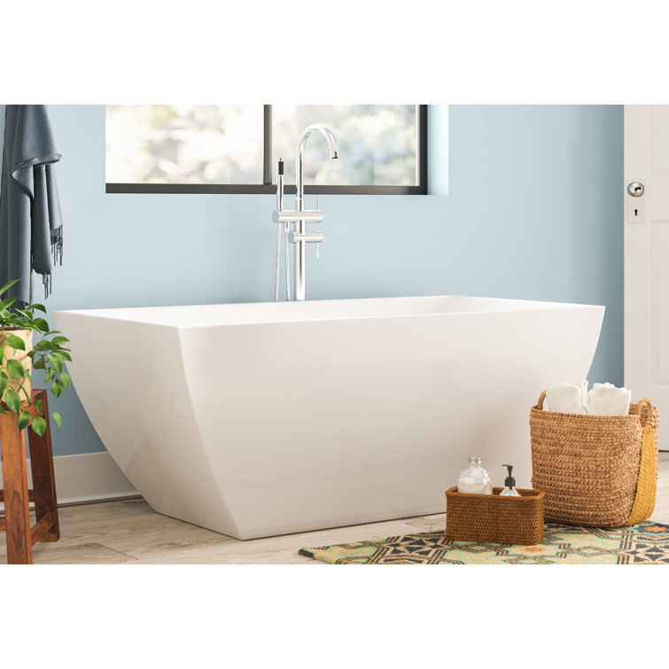 White Acrylic Freestanding Soaking Bathtub 59"