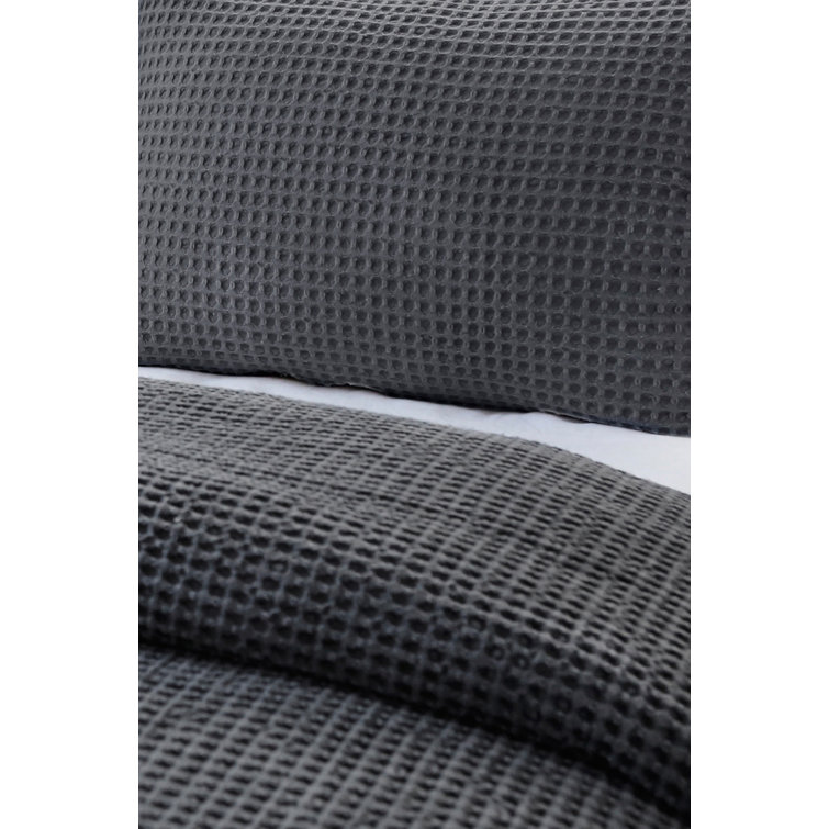 Zuma Charcoal Cotton Twin Blanket, Machine Washable