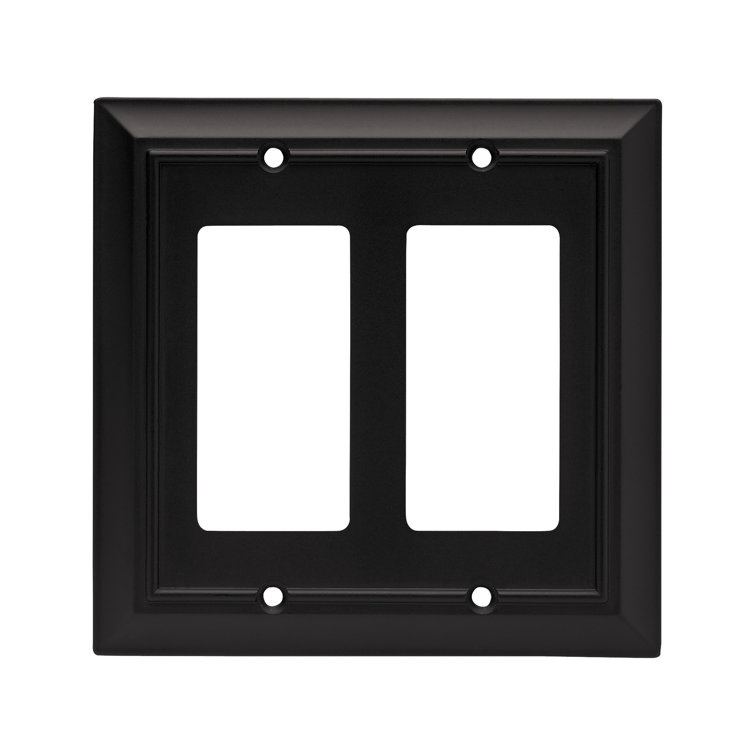 Matte Black 2-Gang Decorative Rocker Wall Plate