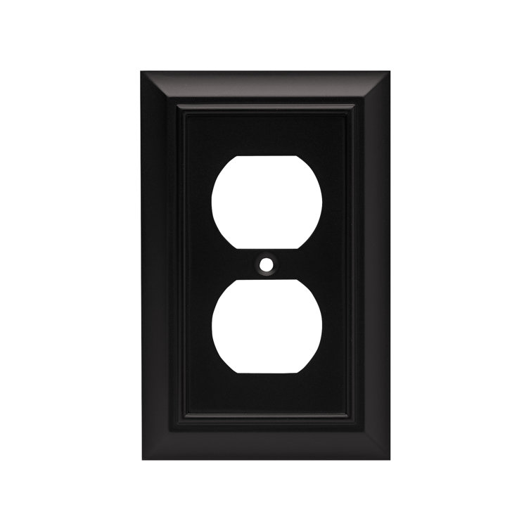Matte Black Traditional Single Duplex Outlet Wall Plate
