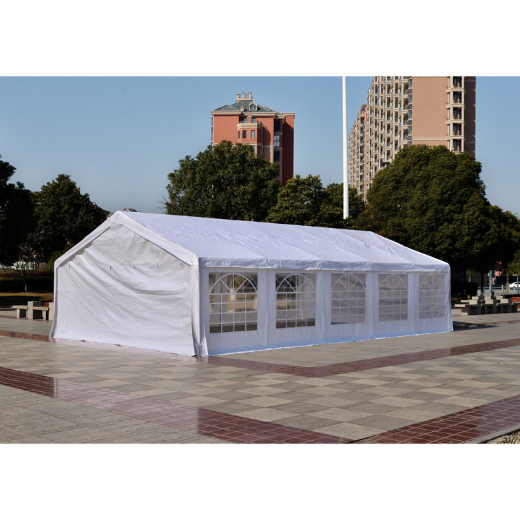 Outsunny 10ft x 20ft White Steel Frame Party Tent with Windows