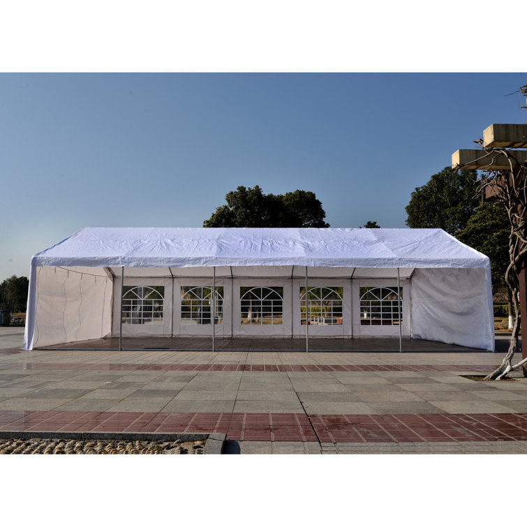 Outsunny 10ft x 20ft White Steel Frame Party Tent with Windows