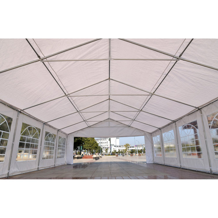 Outsunny 10ft x 20ft White Steel Frame Party Tent with Windows