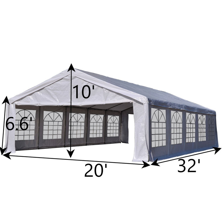 Outsunny 10ft x 20ft White Steel Frame Party Tent with Windows