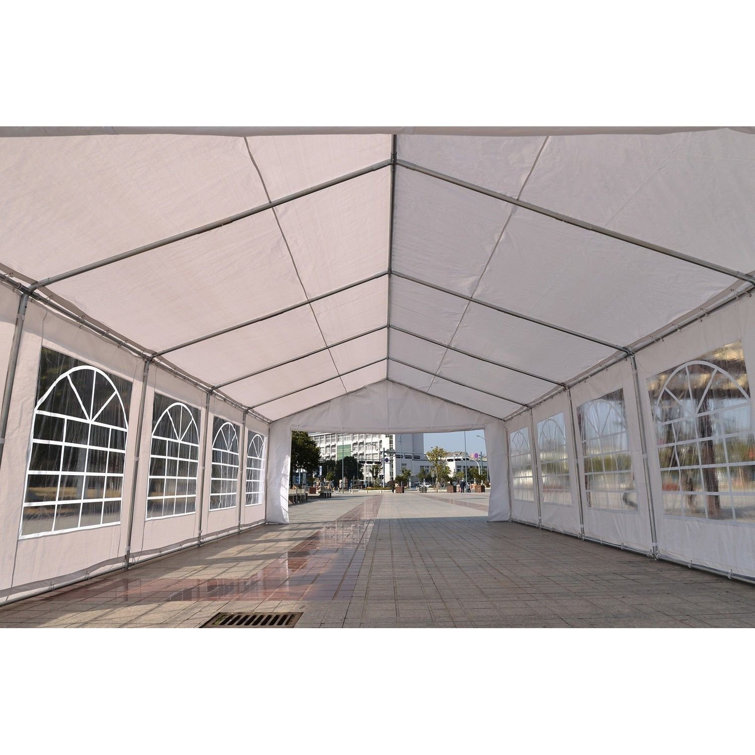 Outsunny 10ft x 20ft White Steel Frame Party Tent with Windows