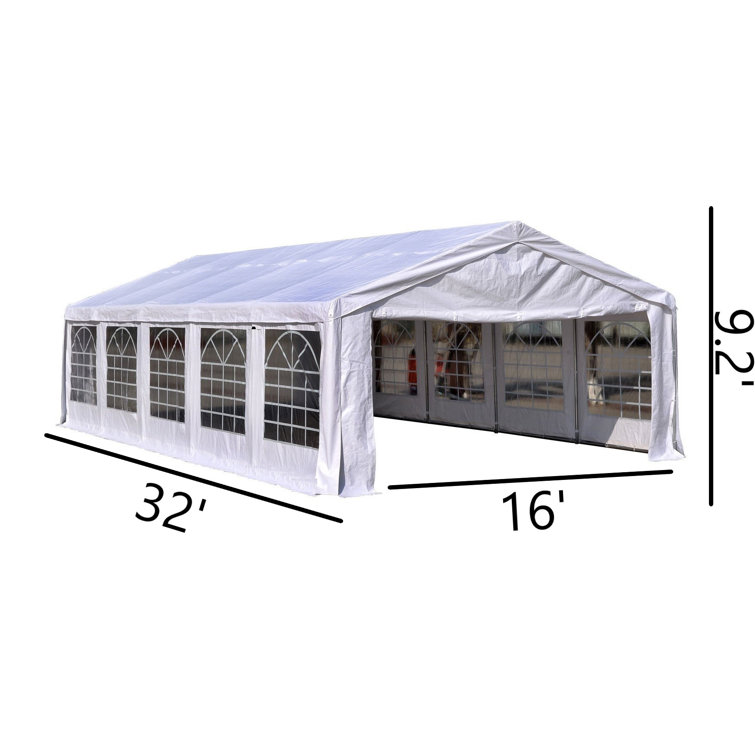 Outsunny 10ft x 20ft White Steel Frame Party Tent with Windows