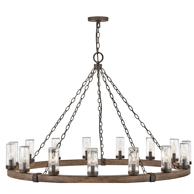Sequoia Iron Rust Drum Glass LED Outdoor Lantern