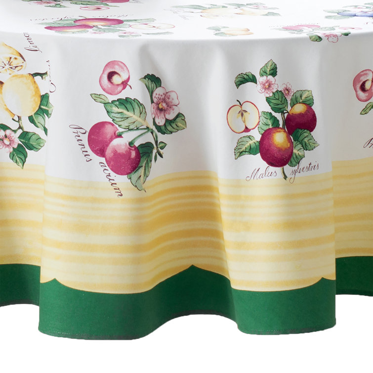French Garden 70" Round Cotton Tablecloth with Floral Print