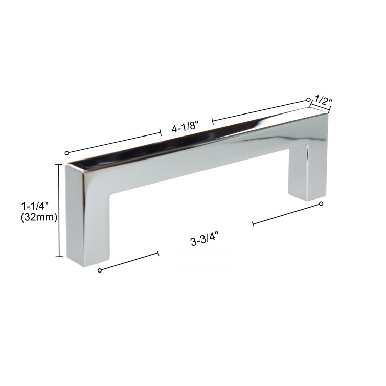 Polished Chrome 5-Inch Modern Square Bar Pull