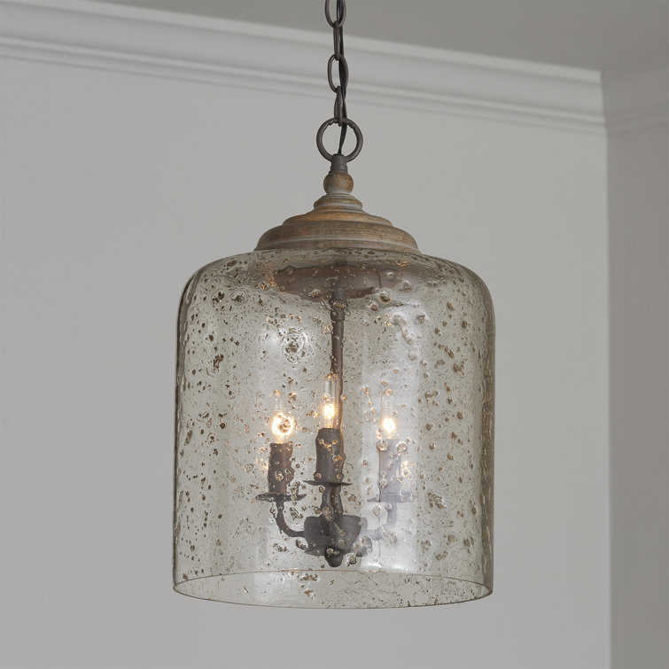 Nordic Grey Clear Glass 3-Light Drum Pendant