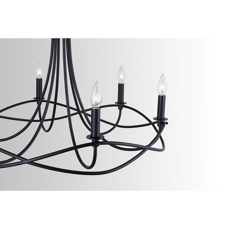 Elegant Matte Black 6-Light Crystal Plug-In Chandelier