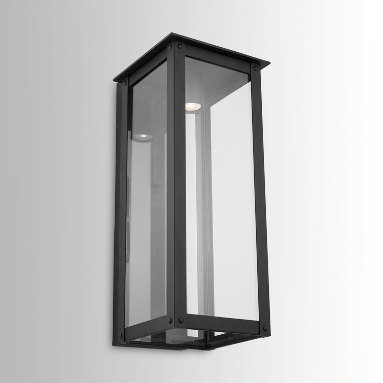 Black Aluminum and Clear Glass Outdoor Wall Lantern