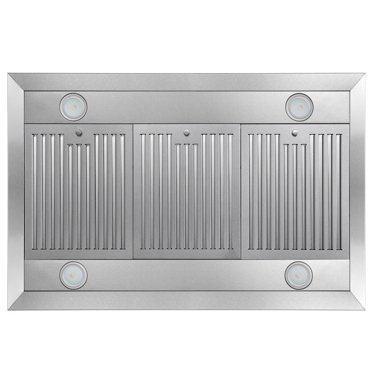 36-Inch Stainless Steel Convertible Island Range Hood with LED Lights