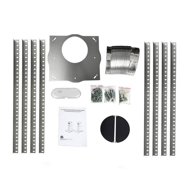 36-Inch Stainless Steel Convertible Island Range Hood with LED Lights