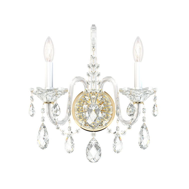 Aurelia Gold 2-Light Sterling Wall Sconce with Clear Heritage Crystals