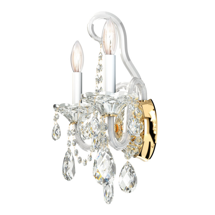 Aurelia Gold 2-Light Sterling Wall Sconce with Clear Heritage Crystals